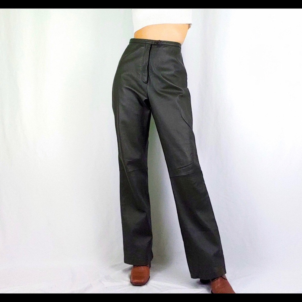 Dark Green Leather Pants